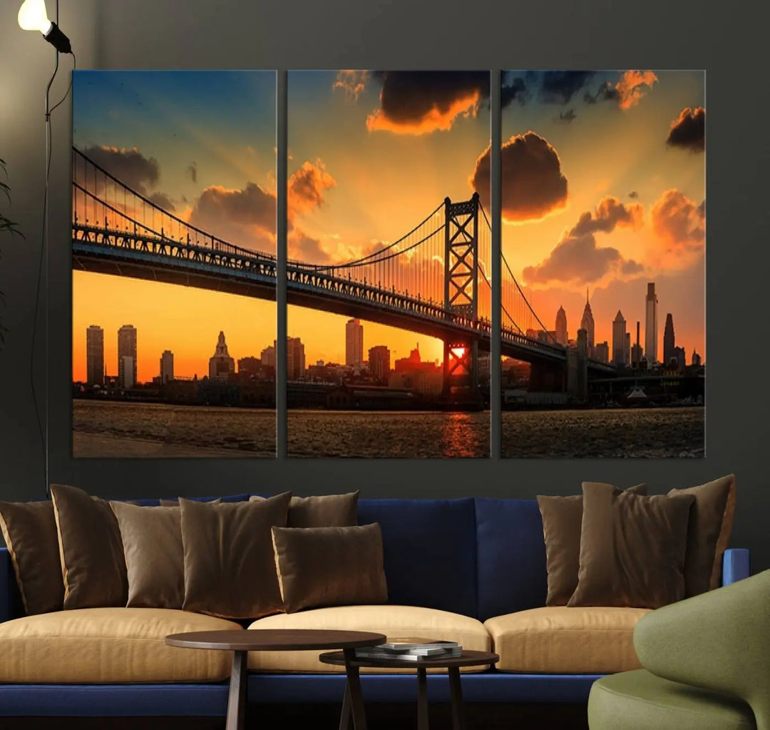 Philadelphia Ben Franklin Bridge Wall Art Canvas Print