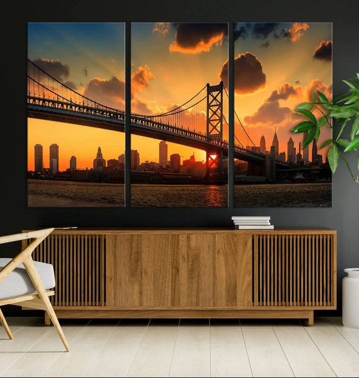 Philadelphia Ben Franklin Bridge Wall Art Canvas Print