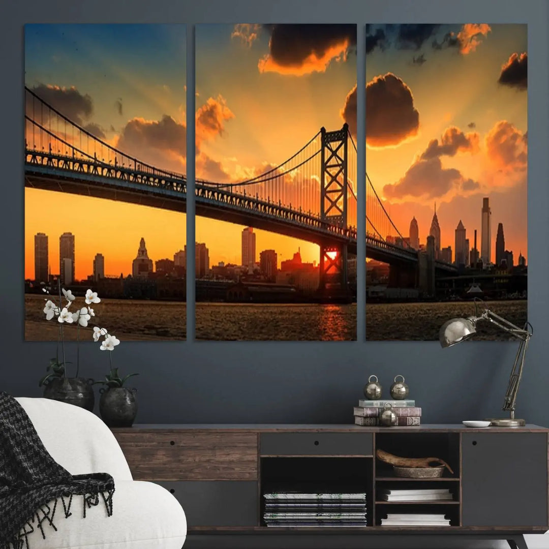 Philadelphia Ben Franklin Bridge Wall Art Canvas Print