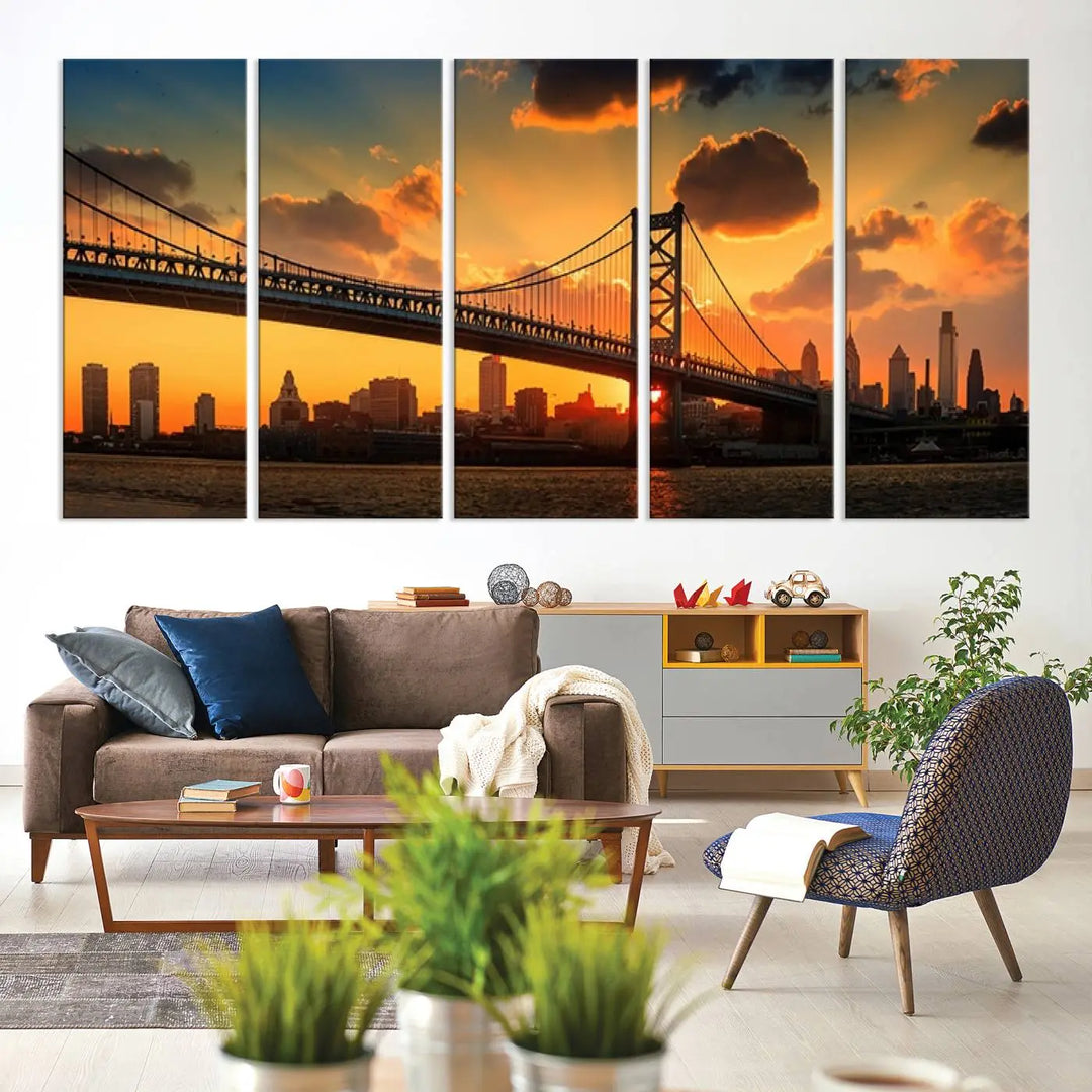 Philadelphia Ben Franklin Bridge Wall Art Canvas Print