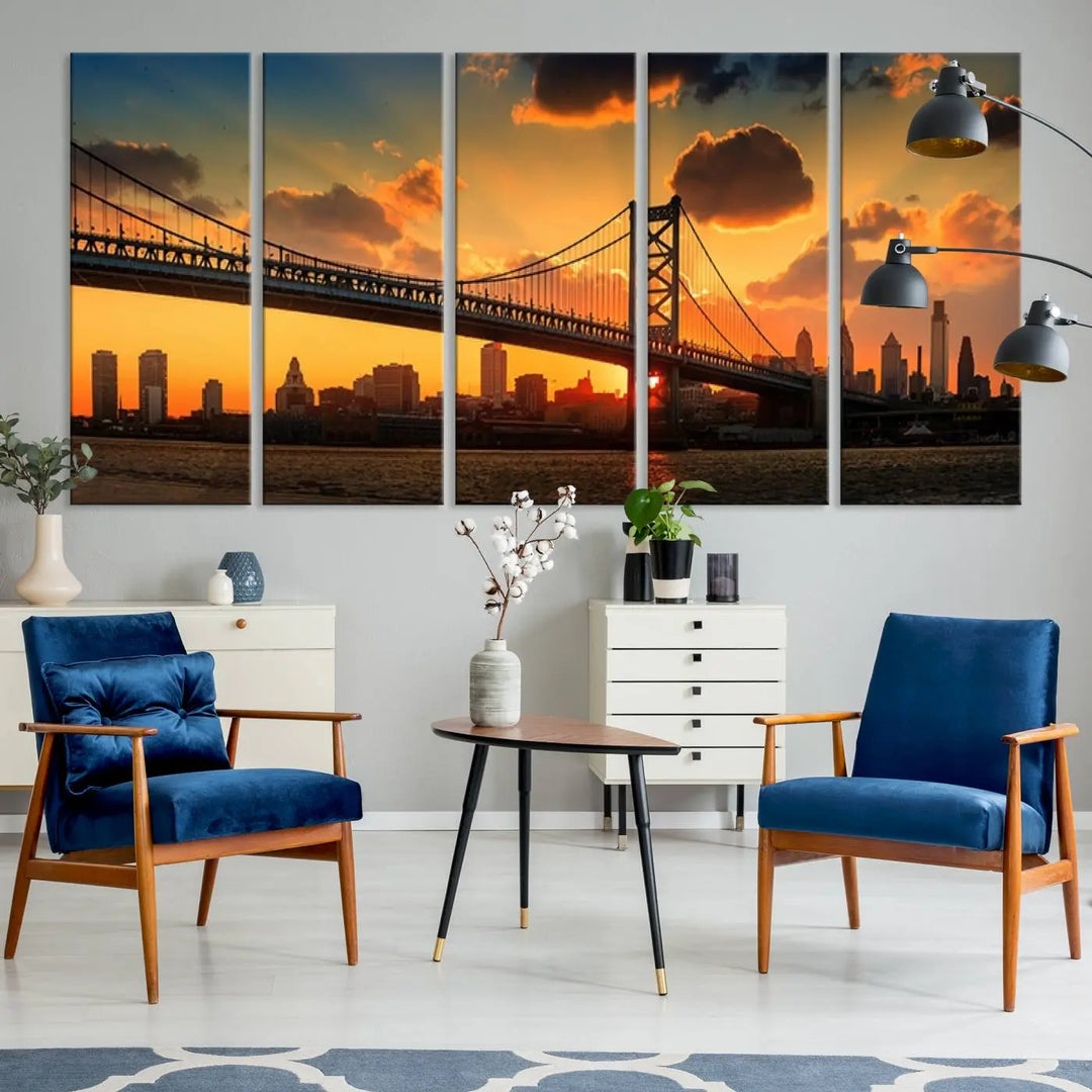 Philadelphia Ben Franklin Bridge Wall Art Canvas Print