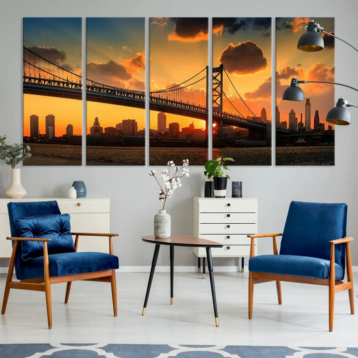 Philadelphia Ben Franklin Bridge Wall Art Canvas Print