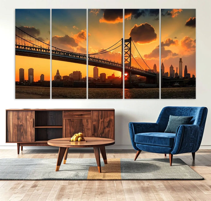 Philadelphia Ben Franklin Bridge Wall Art Canvas Print