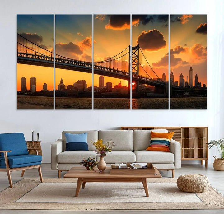 Philadelphia Ben Franklin Bridge Wall Art Canvas Print