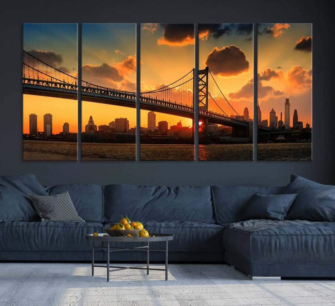 Philadelphia Ben Franklin Bridge Wall Art Canvas Print