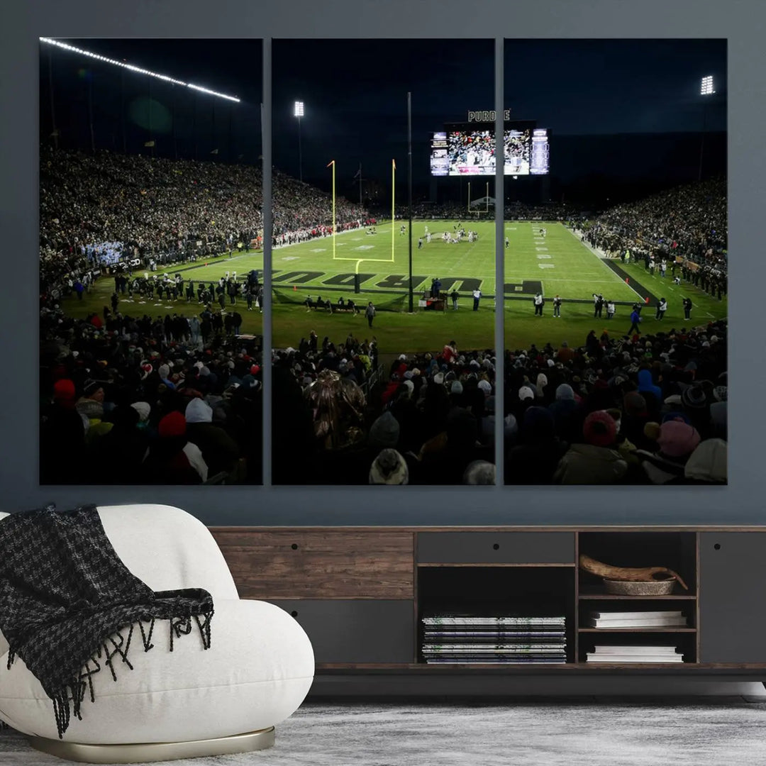 Purdue Boilermakers Football Team Print - West Lafayette Ross–Ade Stadium Wall Art Canvas Print