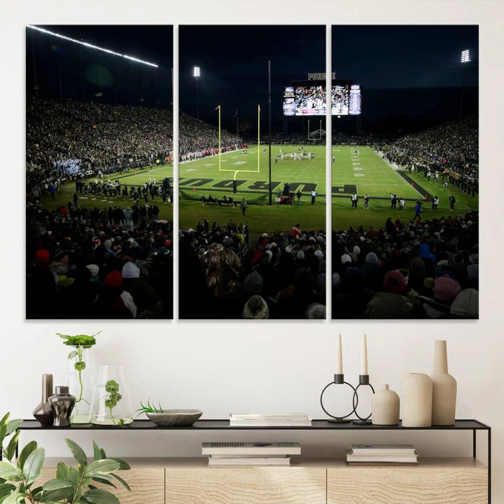 Purdue Boilermakers Football Team Print - West Lafayette Ross–Ade Stadium Wall Art Canvas Print