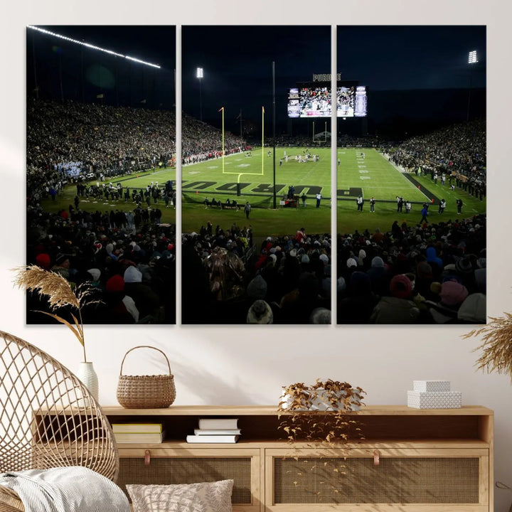 Purdue Boilermakers Football Team Print - West Lafayette Ross–Ade Stadium Wall Art Canvas Print