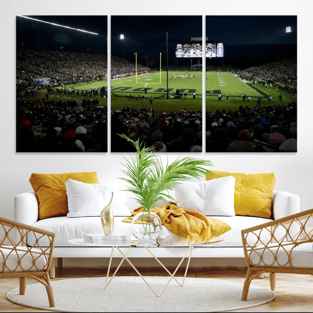 Purdue Boilermakers Football Team Print - West Lafayette Ross–Ade Stadium Wall Art Canvas Print