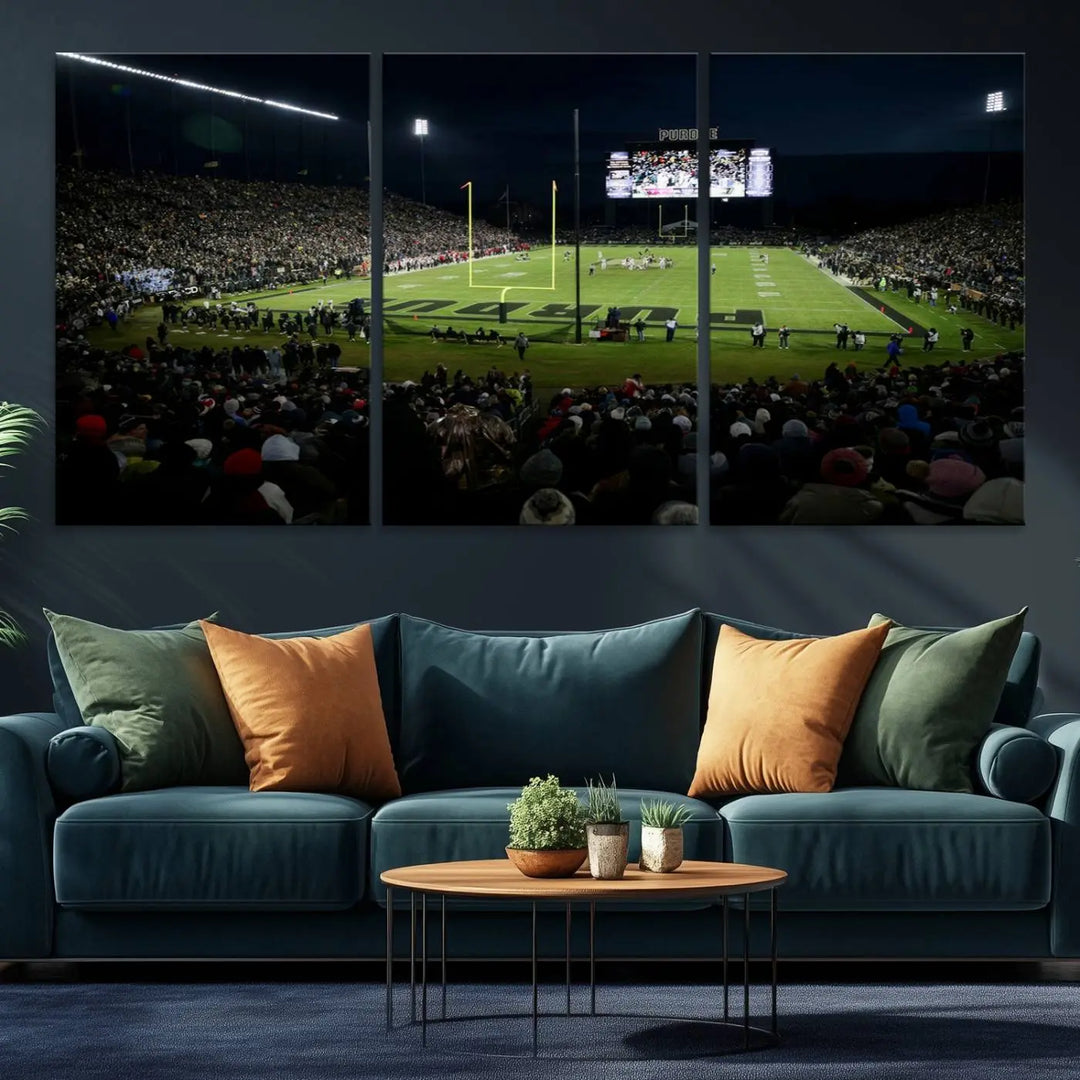 Purdue Boilermakers Football Team Print - West Lafayette Ross–Ade Stadium Wall Art Canvas Print