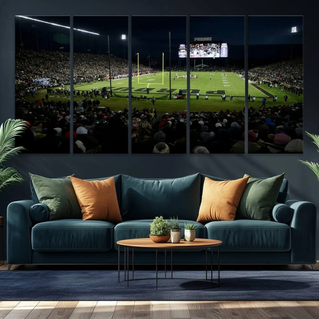 Purdue Boilermakers Football Team Print - West Lafayette Ross–Ade Stadium Wall Art Canvas Print