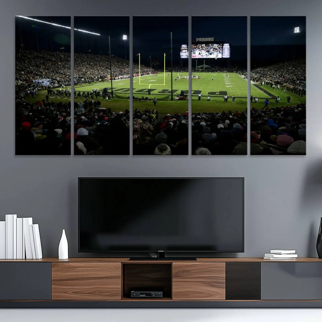 Purdue Boilermakers Football Team Print - West Lafayette Ross–Ade Stadium Wall Art Canvas Print