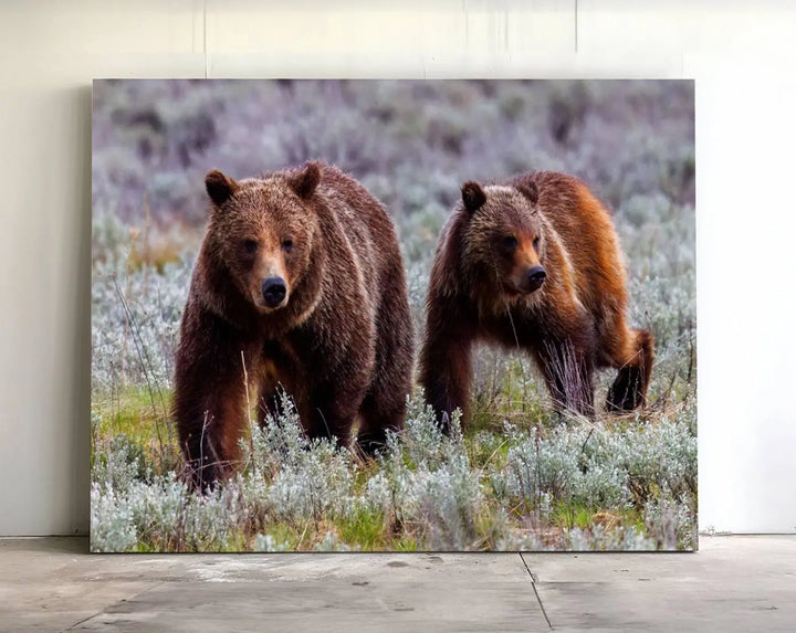 Queen of the Tetons, 399 Grizzly Bear Canvas Wall Art Print, Majestic Wildlife Photography Canvas Print of Grizzly 399 for Rustic Home Decor