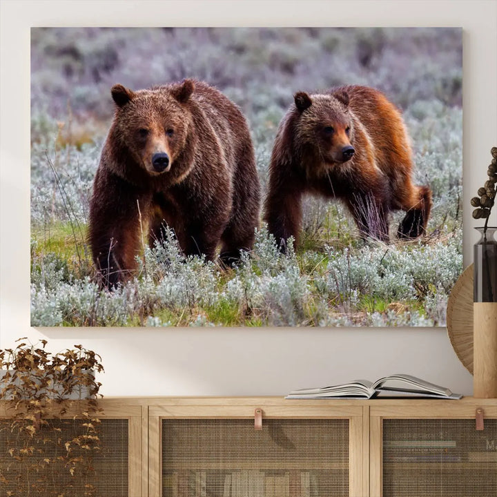 Queen of the Tetons, 399 Grizzly Bear Canvas Wall Art Print, Majestic Wildlife Photography Canvas Print of Grizzly 399 for Rustic Home Decor