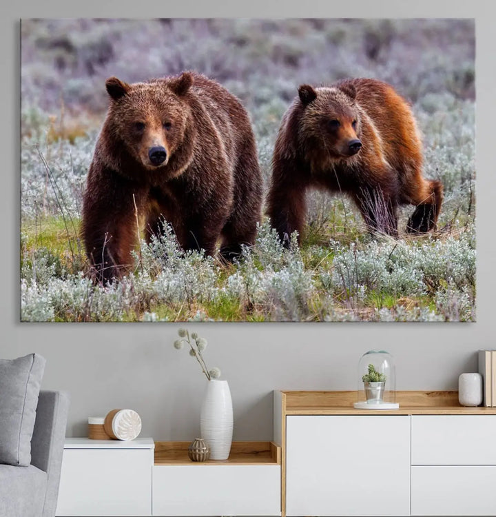 Queen of the Tetons, 399 Grizzly Bear Canvas Wall Art Print, Majestic Wildlife Photography Canvas Print of Grizzly 399 for Rustic Home Decor