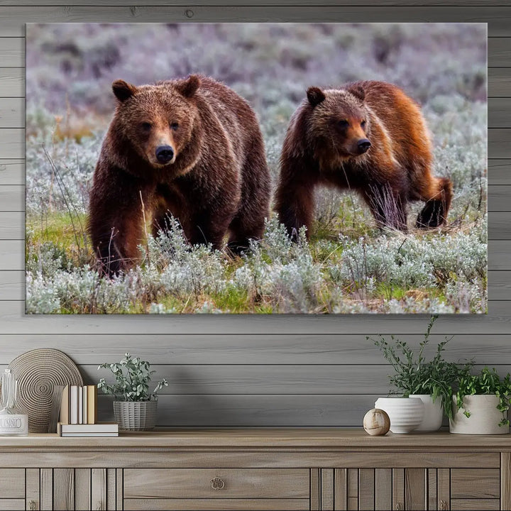 Queen of the Tetons, 399 Grizzly Bear Canvas Wall Art Print, Majestic Wildlife Photography Canvas Print of Grizzly 399 for Rustic Home Decor