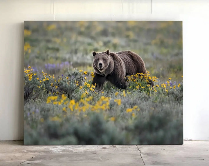 Queen of the Tetons, 399 Grizzly Bear Canvas Wall Art Print, Majestic Wildlife Photography Canvas Print of Grizzly 399 for Rustic Home Decor