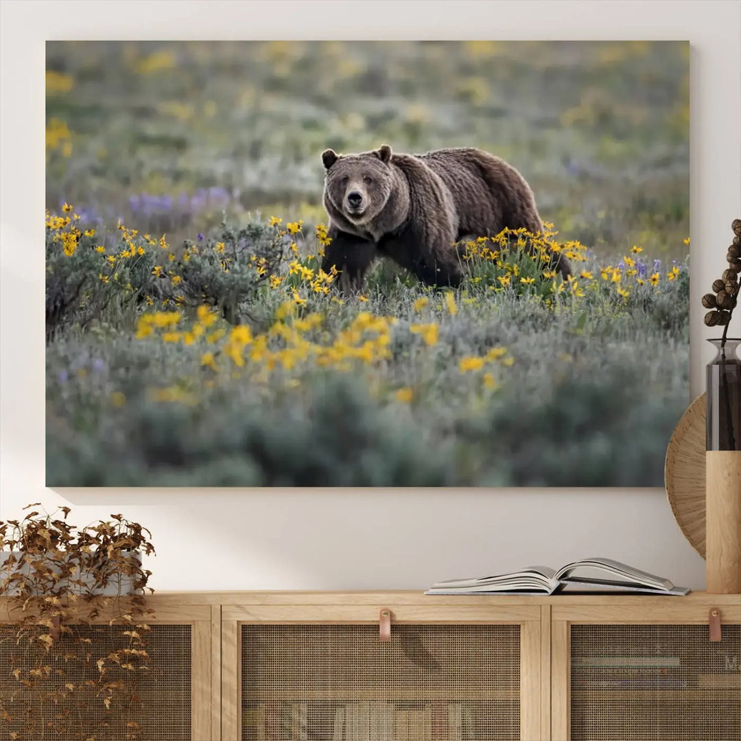 Queen of the Tetons, 399 Grizzly Bear Canvas Wall Art Print, Majestic Wildlife Photography Canvas Print of Grizzly 399 for Rustic Home Decor