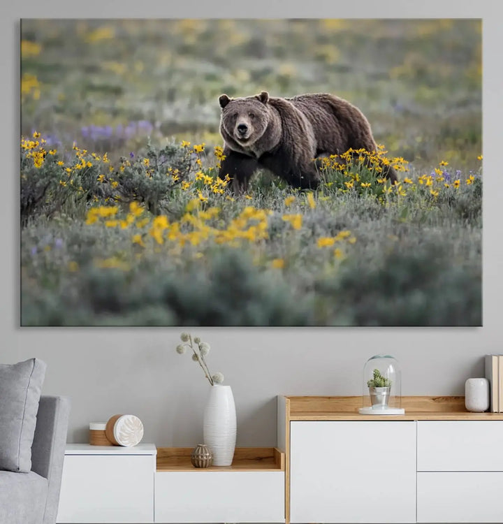 Queen of the Tetons, 399 Grizzly Bear Canvas Wall Art Print, Majestic Wildlife Photography Canvas Print of Grizzly 399 for Rustic Home Decor