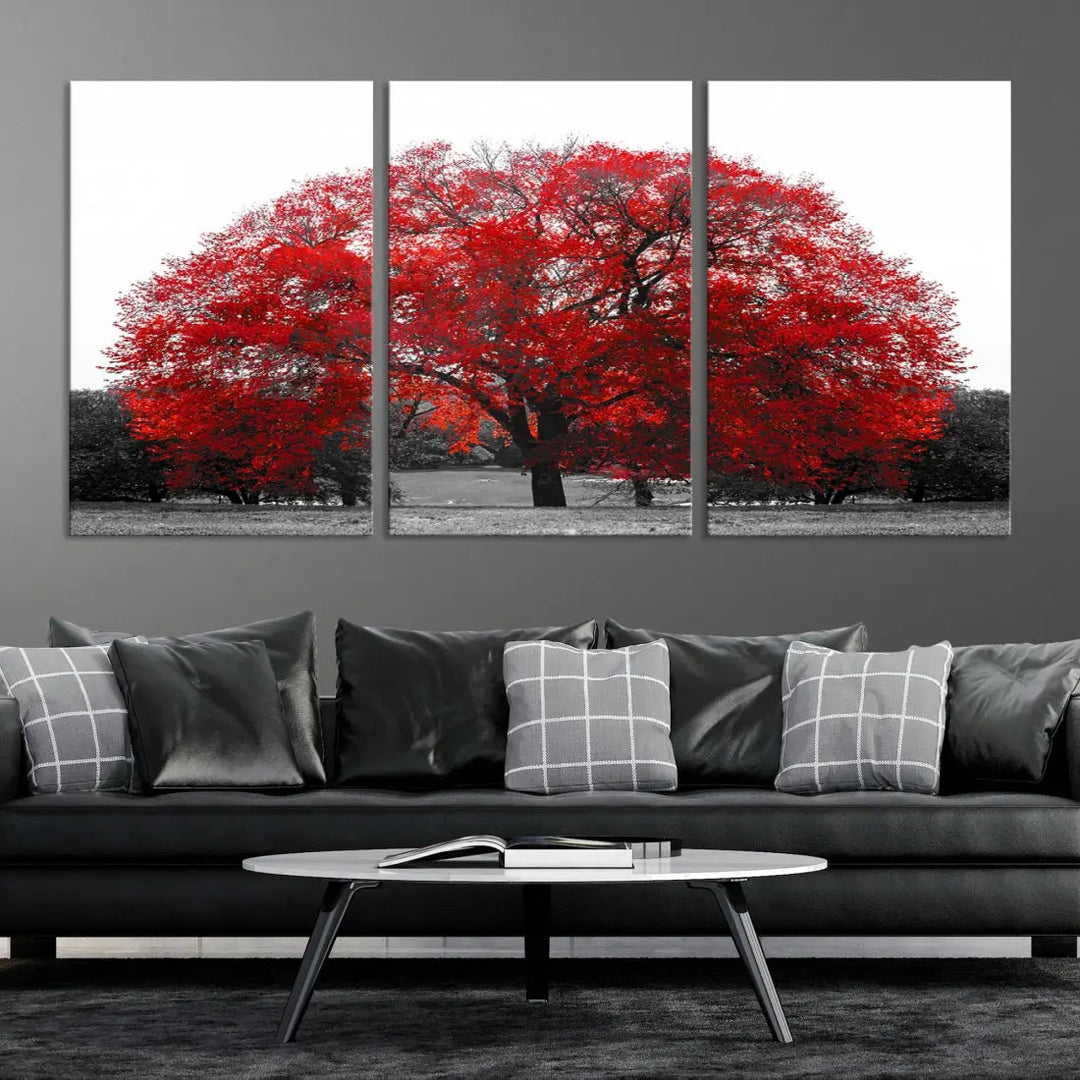 Red Leaves Autumn Tree Large Canvas Wall Art Print for Home Office Decor