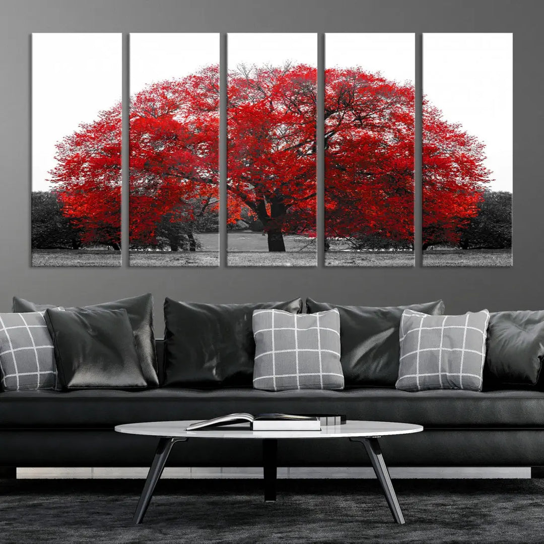 Red Leaves Autumn Tree Large Canvas Wall Art Print for Home Office Decor