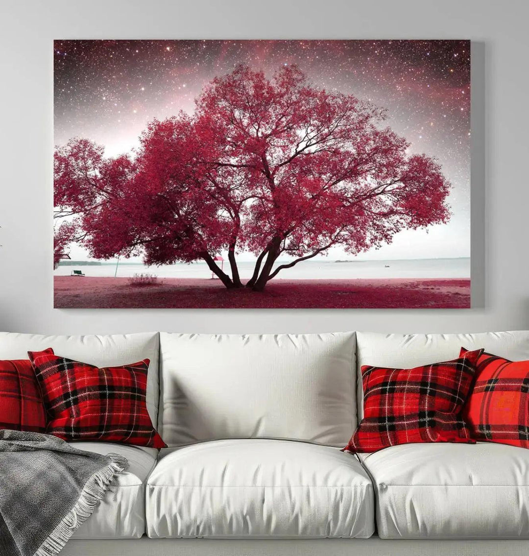 Red Tree Pop Color Wall Art Canvas Print