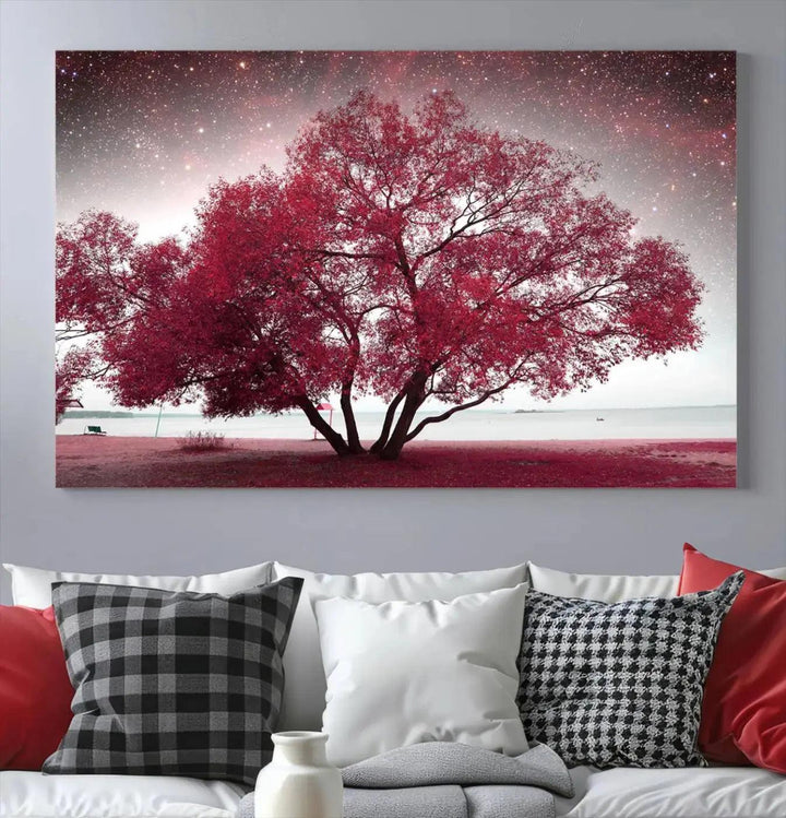 Red Tree Pop Color Wall Art Canvas Print