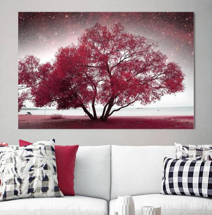 Red Tree Pop Color Wall Art Canvas Print