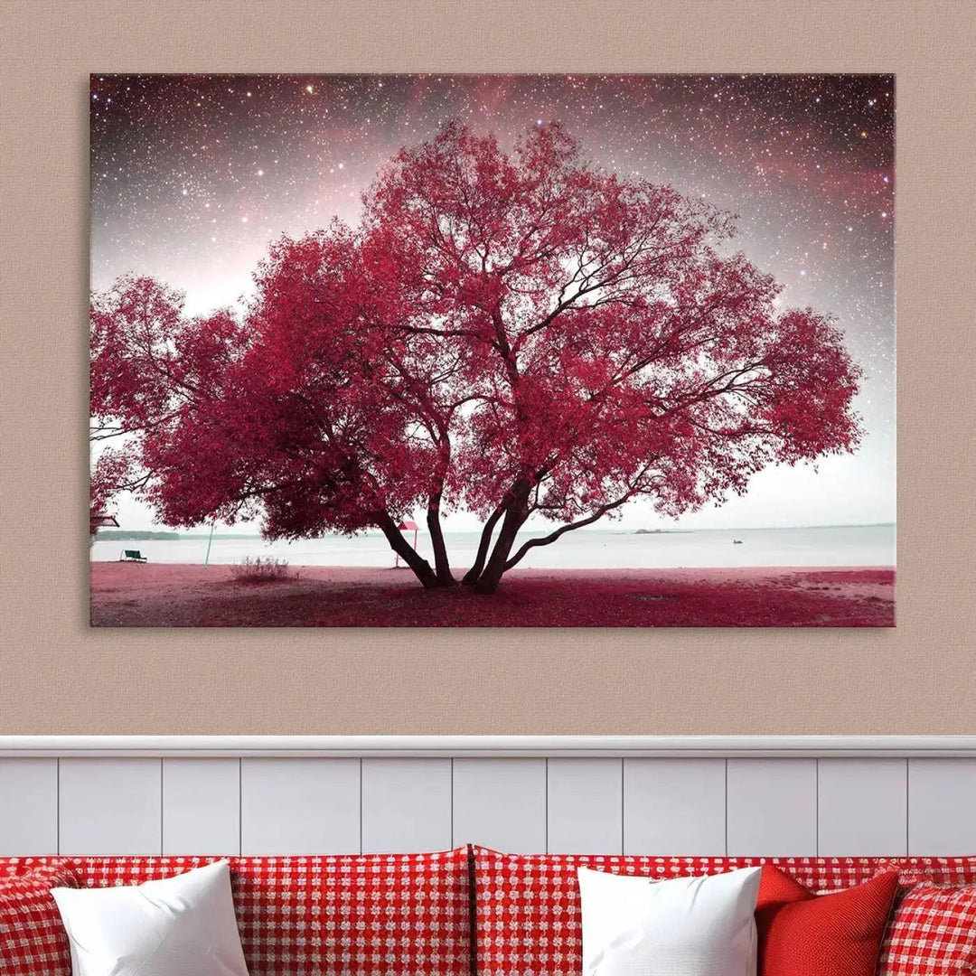 Red Tree Pop Color Wall Art Canvas Print