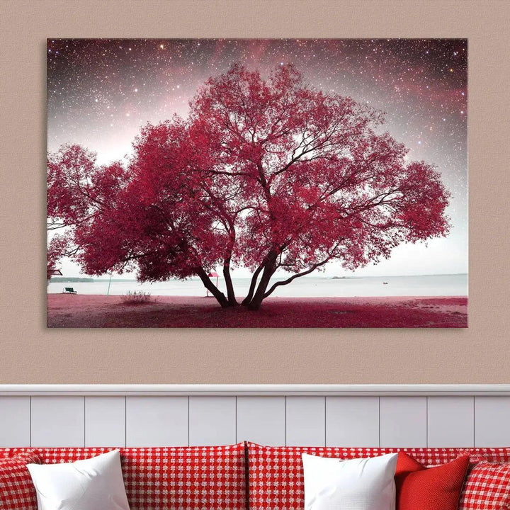 Red Tree Pop Color Wall Art Canvas Print