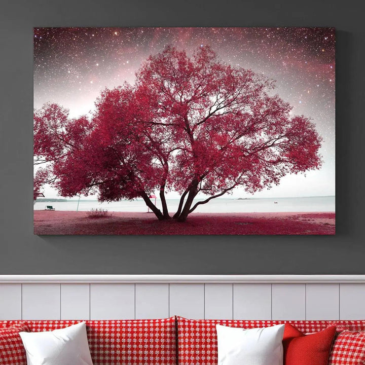 Red Tree Pop Color Wall Art Canvas Print