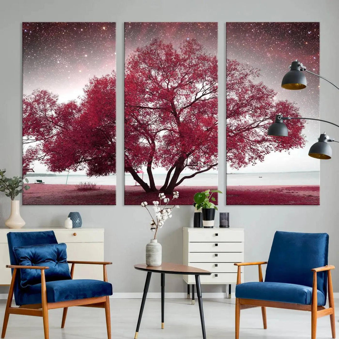 Red Tree Pop Color Wall Art Canvas Print