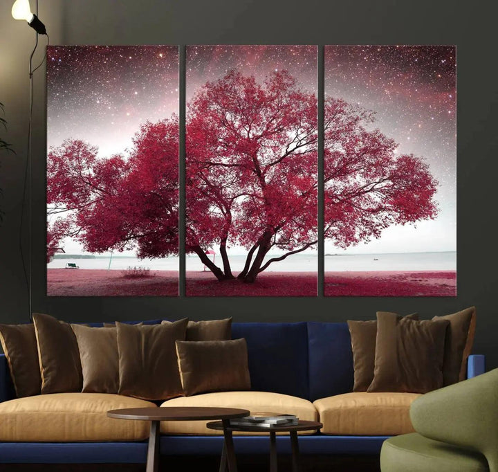 Red Tree Pop Color Wall Art Canvas Print