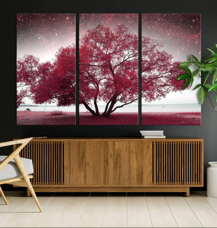 Red Tree Pop Color Wall Art Canvas Print