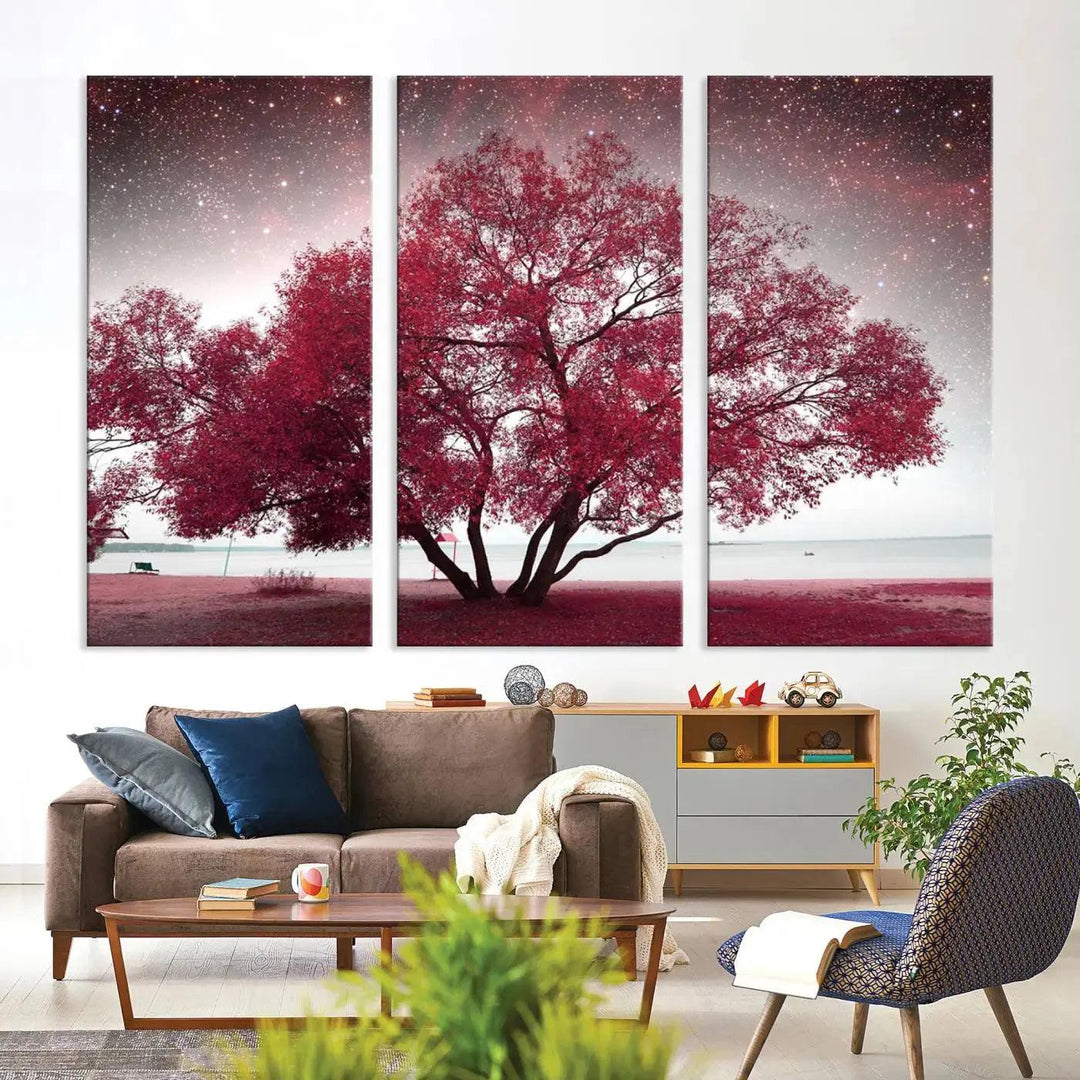 Red Tree Pop Color Wall Art Canvas Print