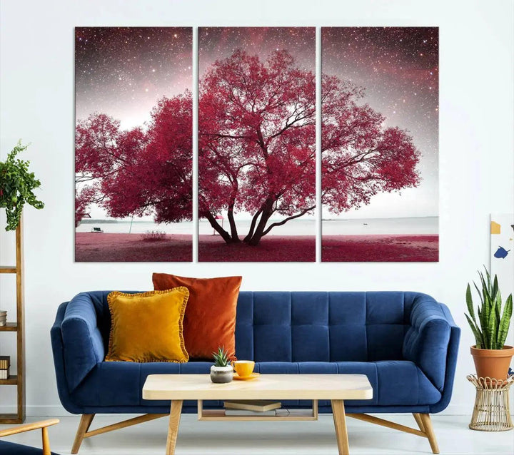 Red Tree Pop Color Wall Art Canvas Print