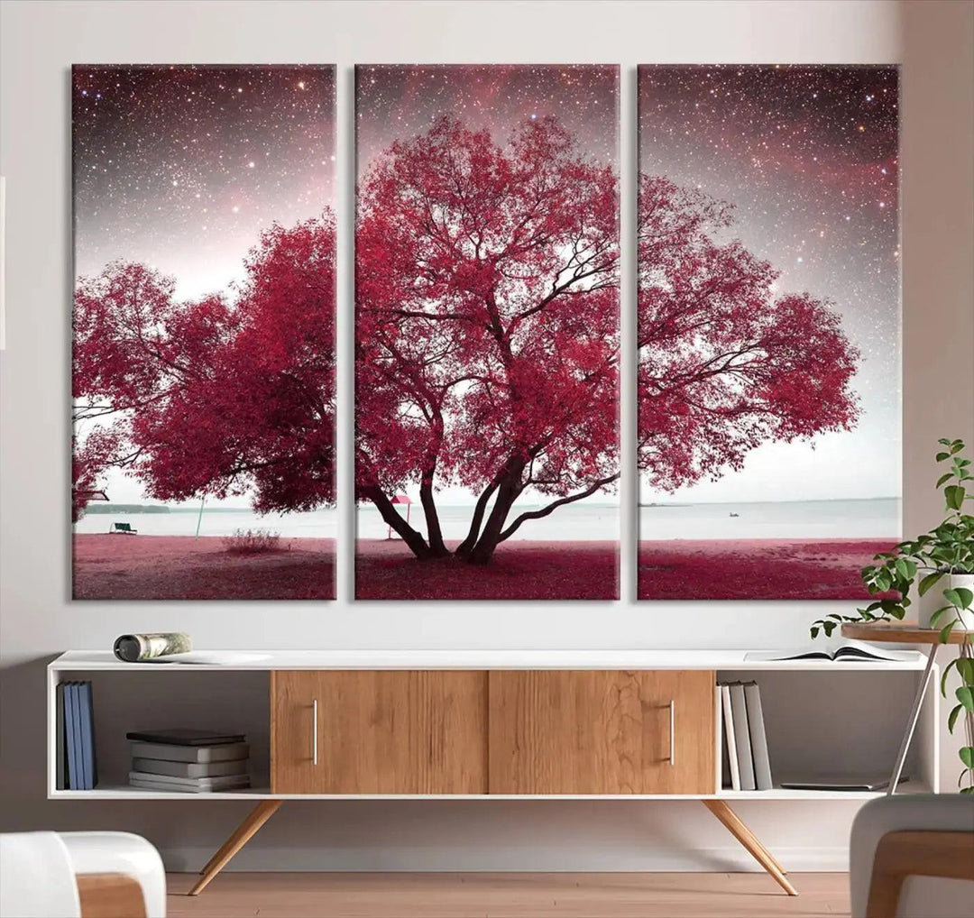 Red Tree Pop Color Wall Art Canvas Print