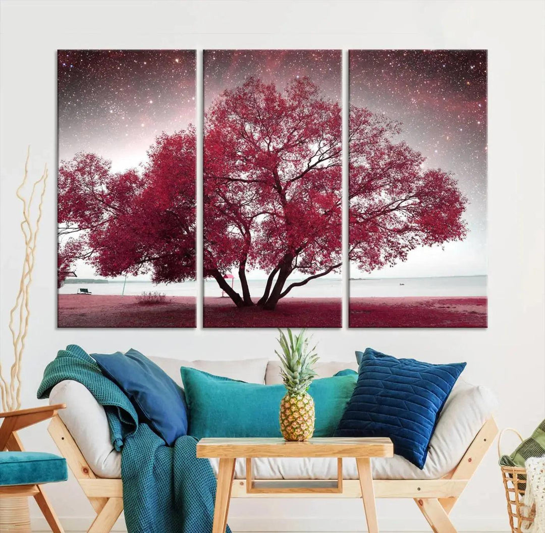 Red Tree Pop Color Wall Art Canvas Print