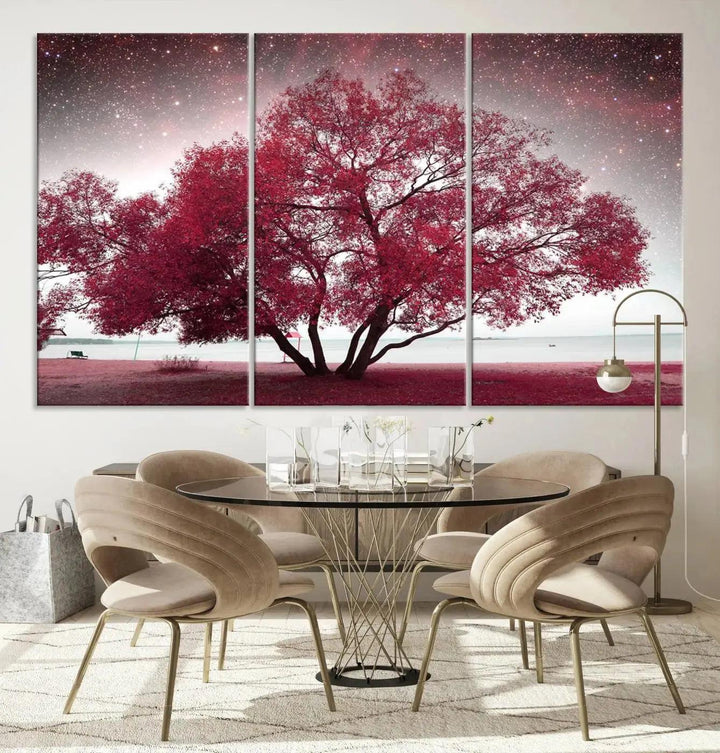 Red Tree Pop Color Wall Art Canvas Print