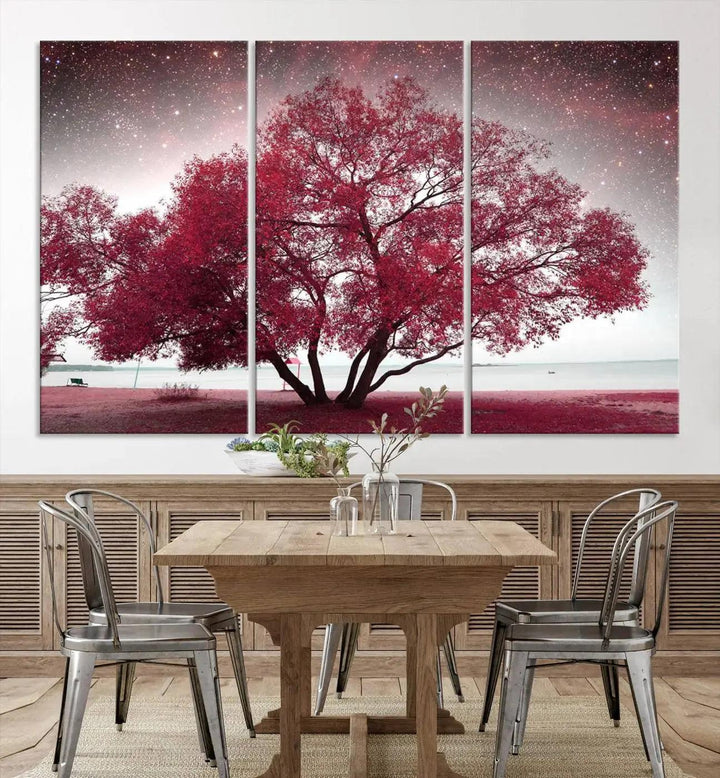 Red Tree Pop Color Wall Art Canvas Print