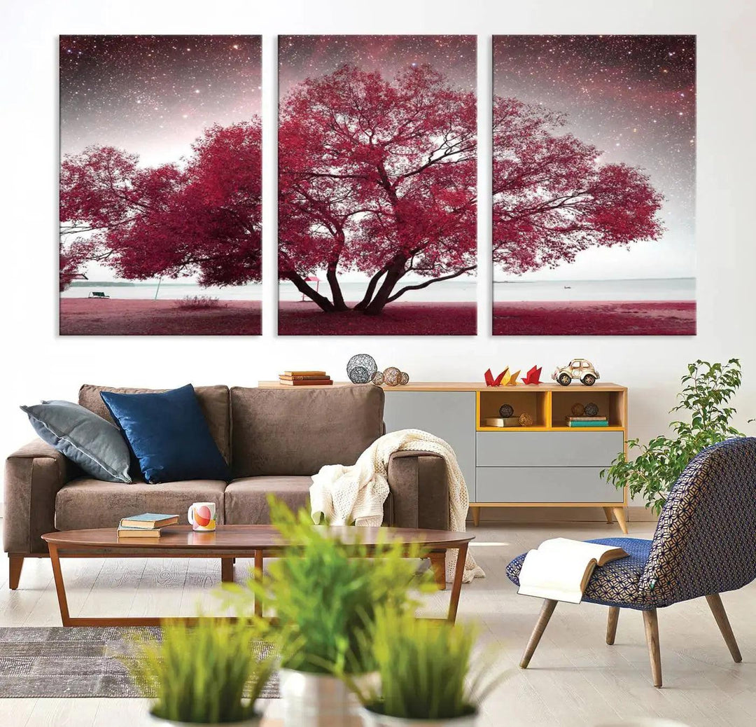 Red Tree Pop Color Wall Art Canvas Print