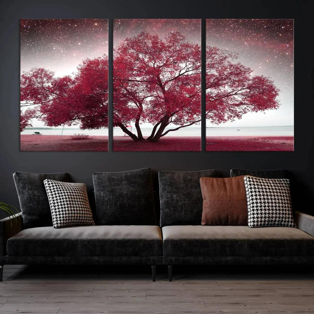 Red Tree Pop Color Wall Art Canvas Print