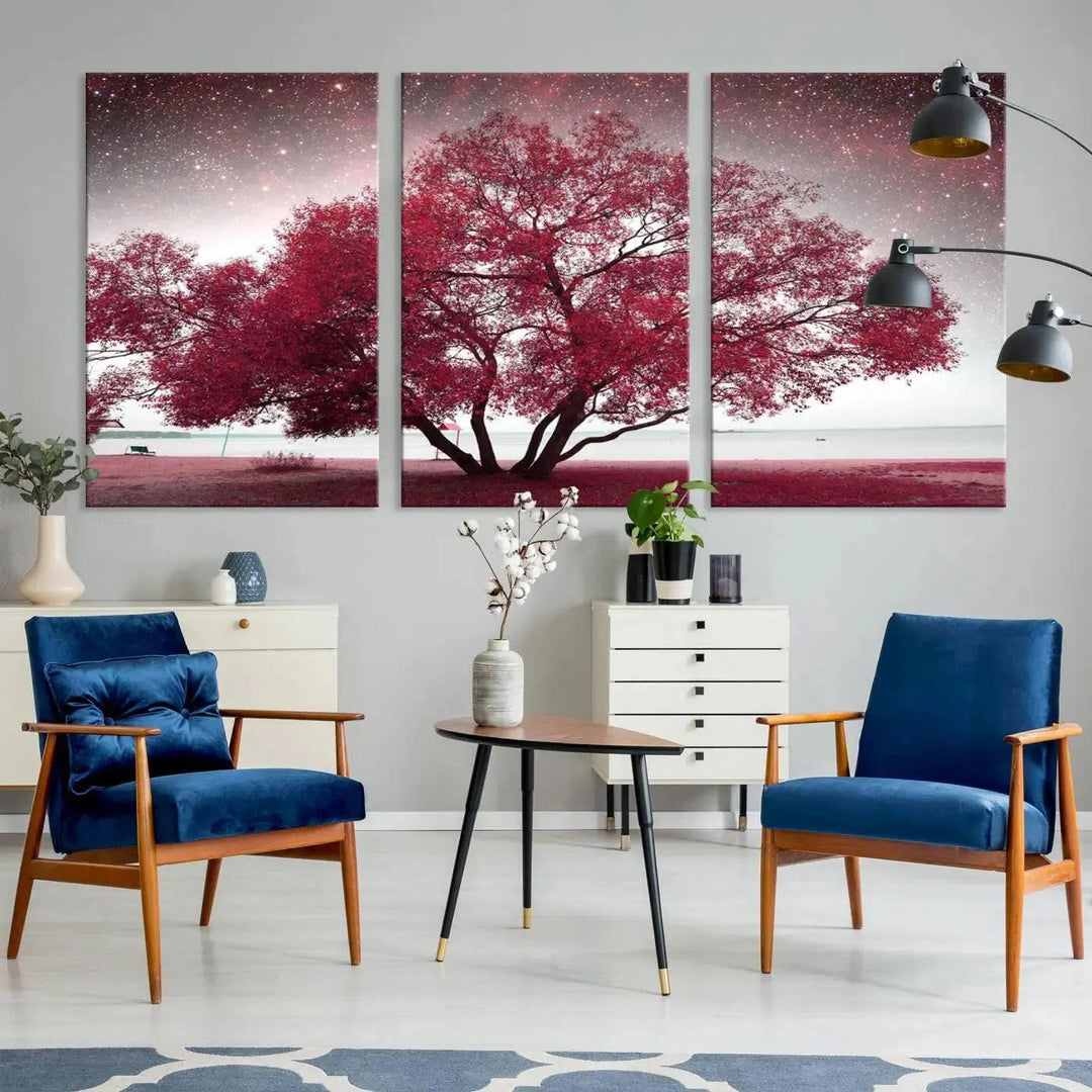 Red Tree Pop Color Wall Art Canvas Print