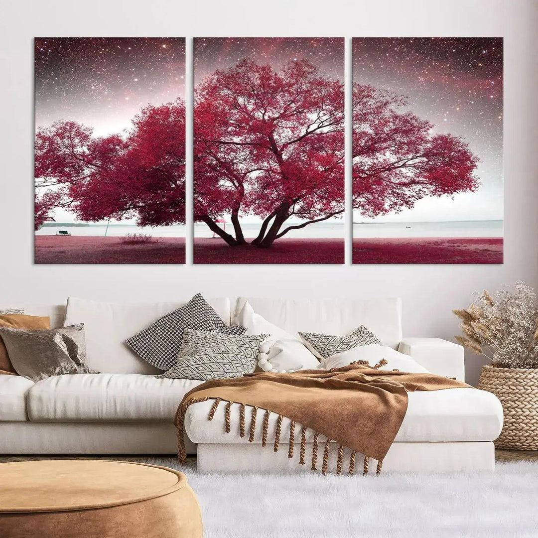 Red Tree Pop Color Wall Art Canvas Print