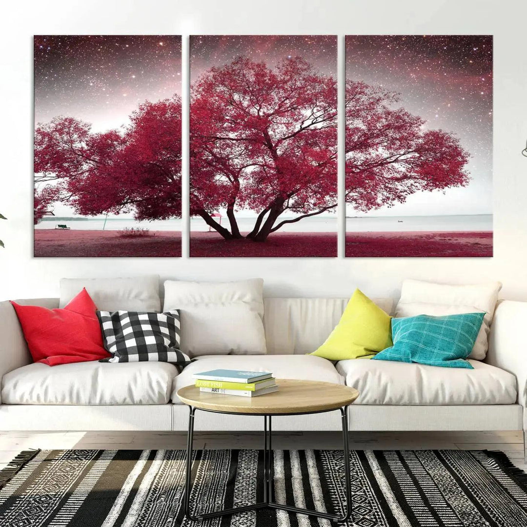 Red Tree Pop Color Wall Art Canvas Print