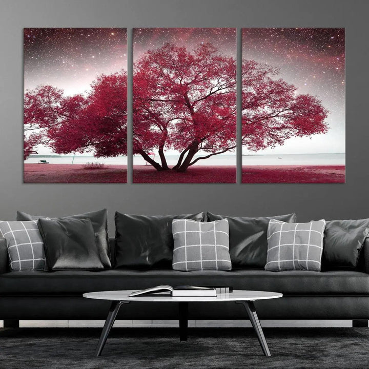 Red Tree Pop Color Wall Art Canvas Print