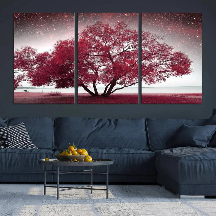 Red Tree Pop Color Wall Art Canvas Print