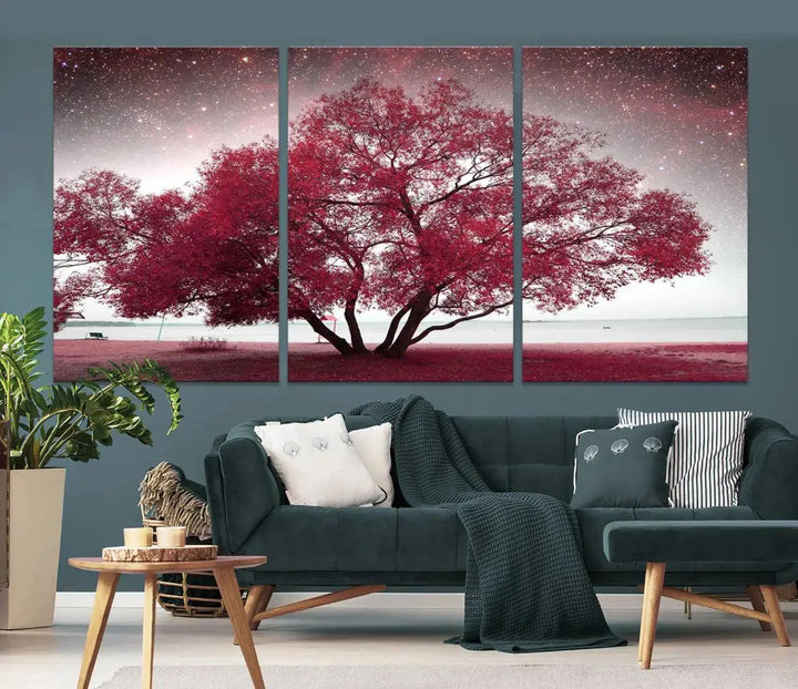 Red Tree Pop Color Wall Art Canvas Print