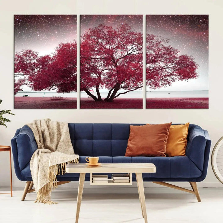 Red Tree Pop Color Wall Art Canvas Print