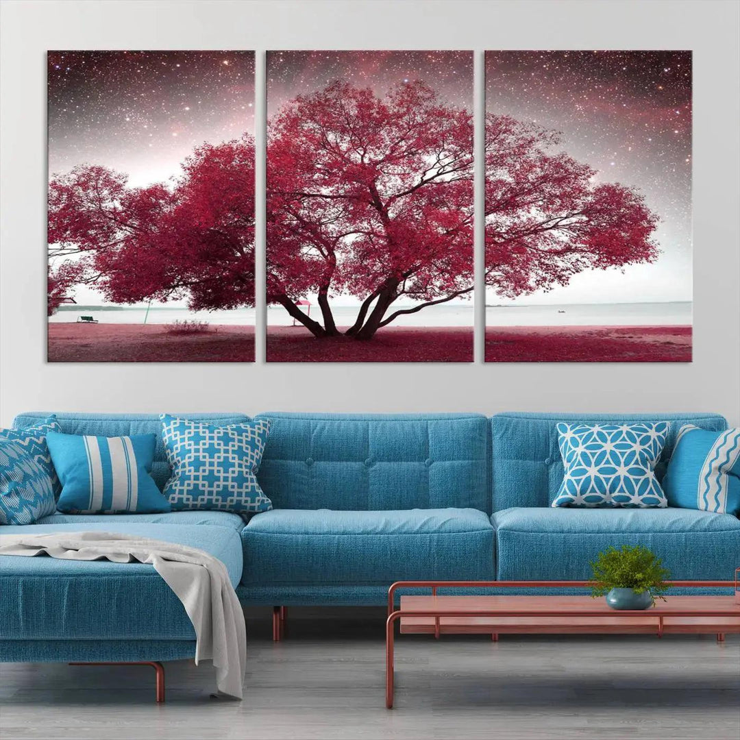 Red Tree Pop Color Wall Art Canvas Print